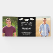 Moderne GLÜCKWUNSCH GRAD Cap Zwei Fotos Schwarz Banner (Horizontal)