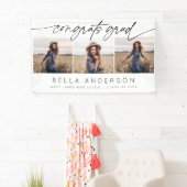 Moderne Glückwunsch Grad Drehbuch 3 Foto Collage Banner (Insitu)