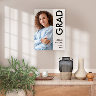 Moderne Glückwunsch Grad Foto Name 2023 Abschluss Poster