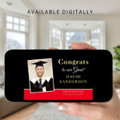 Moderne Glückwunsch Grad Foto Name Gold Black Red Ankündigung