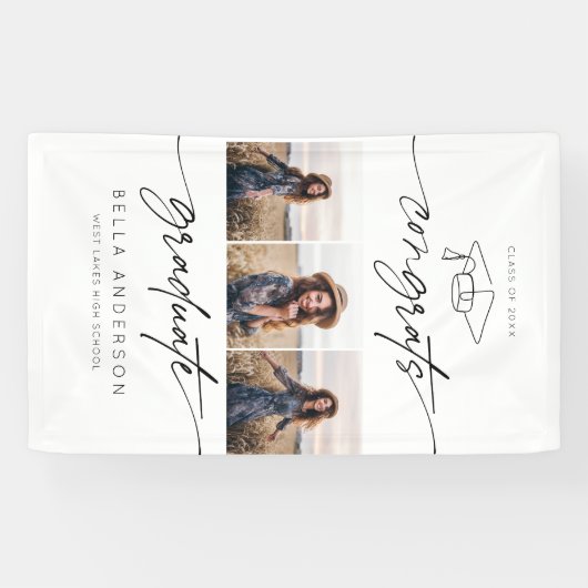 Moderne Glückwunsch Graduate Abschluss Script 3 Fo Banner (Horizontal)