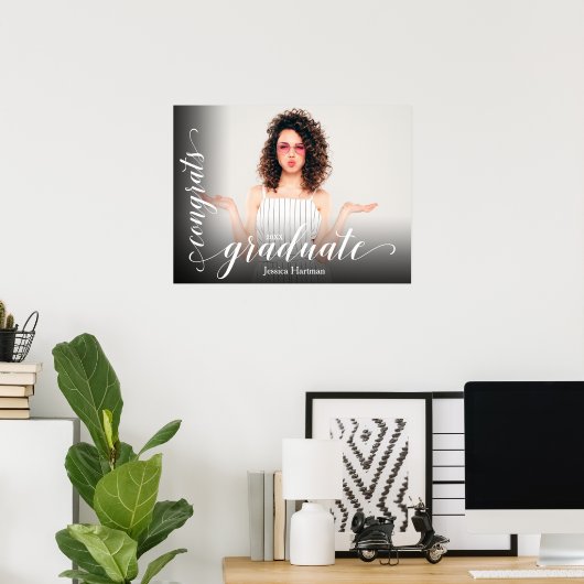 Moderne Glückwunsch Graduate Foto Poster (Heimbüro)