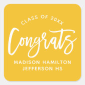 Moderne Glückwunsch Skriptgelber Abschluss Quadratischer Aufkleber (Vorderseite)