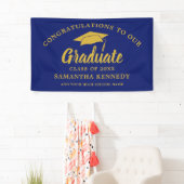 Moderne Glückwünsche Absolvent Blau Und Gold Banner (Insitu)