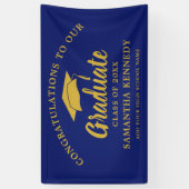 Moderne Glückwünsche Absolvent Blau Und Gold Banner (Vertikal)