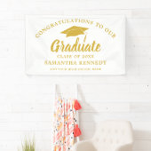 Moderne Glückwünsche Absolvent Weiß Und Gold Banner (Insitu)