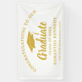 Moderne Glückwünsche Absolvent Weiß Und Gold Banner (Vertikal)