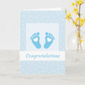Moderne Glückwünsche Baby Boy Feet Heart Blue Karte (Gelbe Blume)