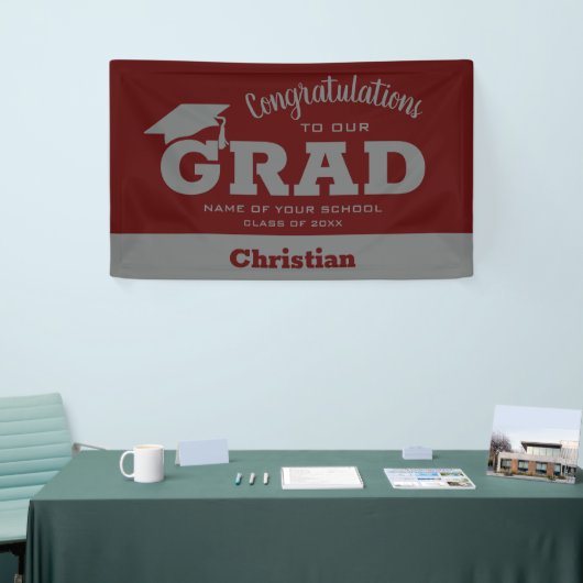 Moderne Glückwünsche Grad Dark Maroon und Grau Banner (Messeveranstaltung)