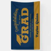 Moderne Glückwünsche Grad Navy Blue und Gold Banner (Vertikal)