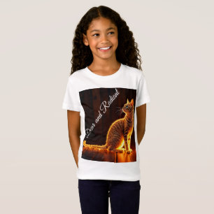 Moderne Glühtabby Katzenblau Augen Fantasie Kunst T-Shirt