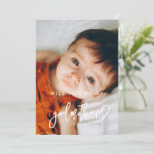 Moderne Godmutterfotokarte Einladung (Stehend Vorderseite)