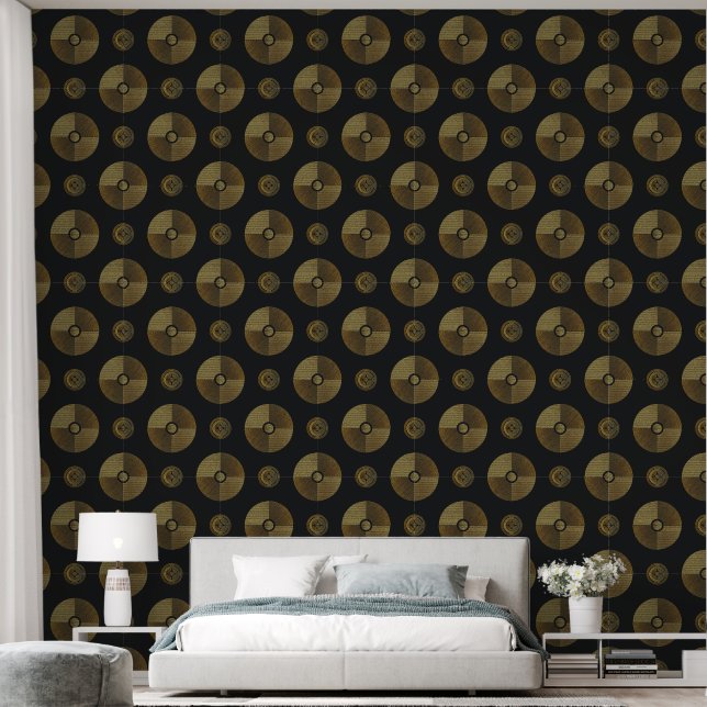 Moderne Gold Art Deco Circles Tapete (Schlafzimmer)
