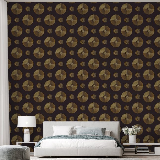 Moderne Gold Art Deco Circles Tapete (Schlafzimmer)