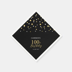 Moderne Gold & Black 100. Geburtstagsparty Napkins Serviette