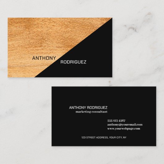 Moderne Gold Black Business Card Visitenkarte (Vorne/Hinten)