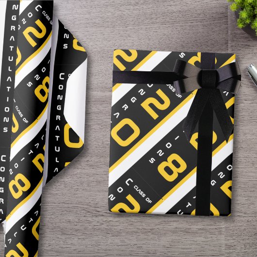 Moderne Gold Black Graduation Party Geschenkpapier