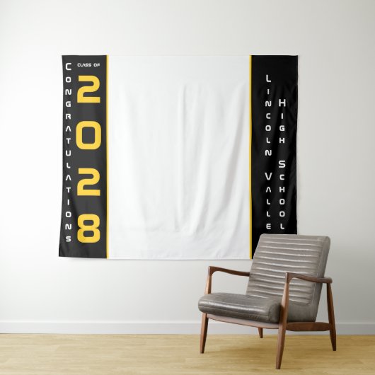 Moderne Gold Black Graduation Party Wandteppich (Beispiel (Horizontal))