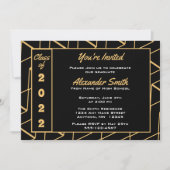 Moderne Gold Black Hintergrund Graduation Party Einladung (Vorderseite)