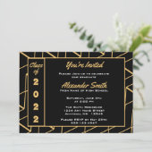 Moderne Gold Black Hintergrund Graduation Party Einladung (Stehend Vorderseite)