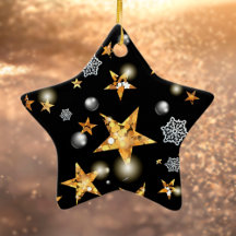 Moderne Gold Black Metallic Stars Frohe Weihnachte