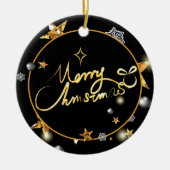 Moderne Gold Black Metallic Stars Frohe Weihnachte Keramik Ornament (Vorne)