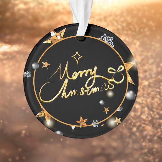 Moderne Gold Black Metallic Stars Frohe Weihnachte Ornament