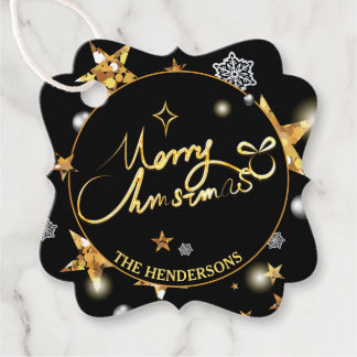 Moderne Gold Black Stars Frohe Weihnachten Geschenkanhänger