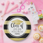 Moderne Gold Black Stripes Custom Graduation Party Pappteller (Party)