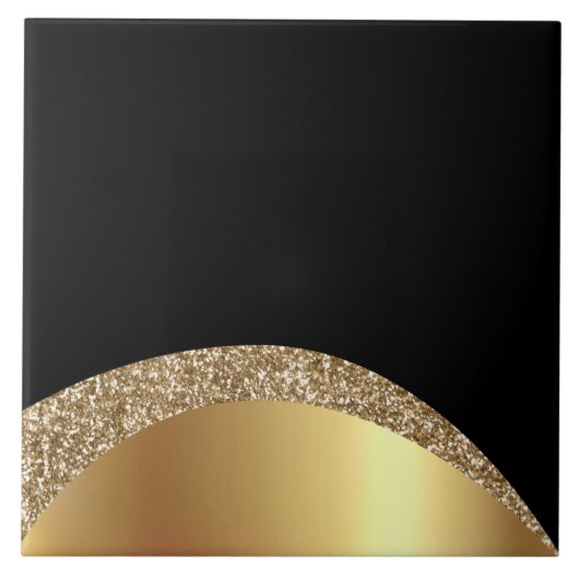 Moderne Gold Black Wave Fliese (Vorderseite)