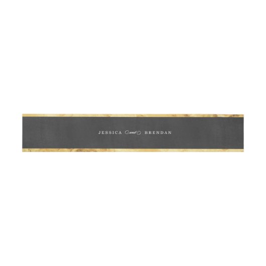 Moderne Gold & Black Wedding Einladung Bly Band (Flach)