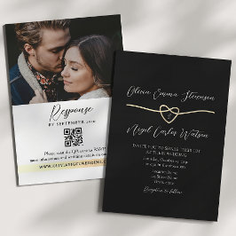 Moderne Gold Black Wedding QR Code Einladung