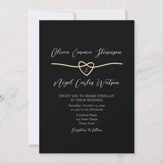 Moderne Gold Black Wedding QR Code Einladung (Vorderseite)