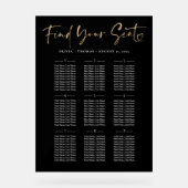 Moderne Gold & Black Wedding Seekarte Acrylschild (Vorderseite)