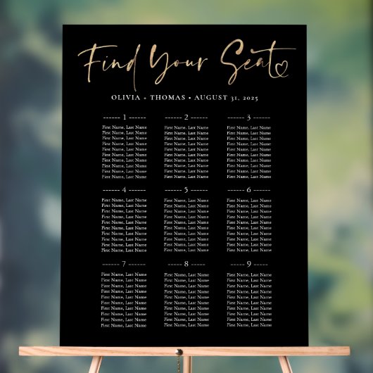 Moderne Gold & Black Wedding Seekarte Acrylschild (Neutral)