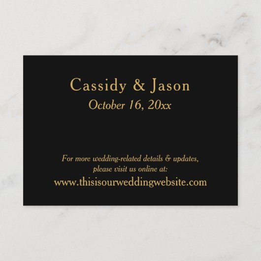 Moderne Gold & Black Wedding Unterkünfte Begleitkarte (Rückseite)