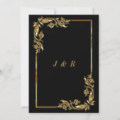 Moderne Gold Blätter Gerahmte Schwarze Hochzeit Ei (Rückseite)