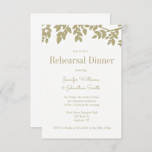 Moderne Gold Blätter Probe Einladungen (Vorne/Hinten)