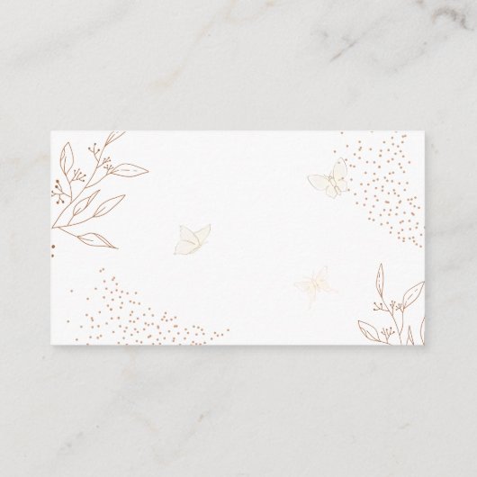 Moderne Gold Blätter Schmetterlingsbücher für Baby Begleitkarte (Rückseite)