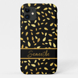 Moderne Gold Blätter Vorname Illustriertes Muster Case-Mate iPhone Hülle