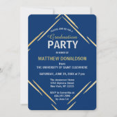 Moderne Gold Blue 2025 Geometric Graduation Party Einladung (Vorderseite)