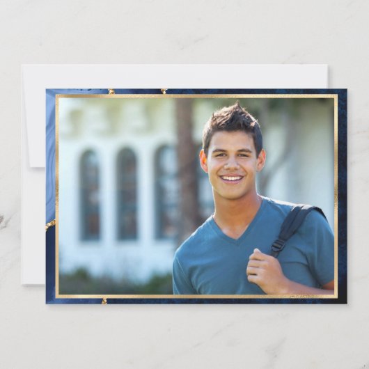 Moderne Gold Blue Nursing School Graduation Party Einladung (Rückseite)