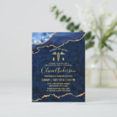 Moderne Gold Blue RN Graduierungsparty Einladung Postkarte (Stehend Vorderseite)