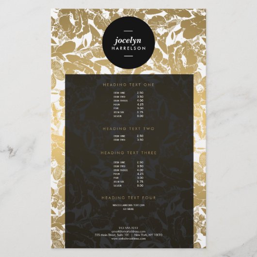Moderne Gold Blume Black Circle Flyer (Vorne)