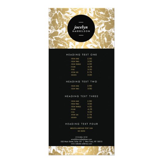 Moderne Gold Blume Black Circle II Rack Card Werbekarte (Vorne)