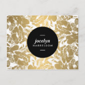 Moderne Gold Blume Black Circle Postcard Postkarte (Vorderseite)