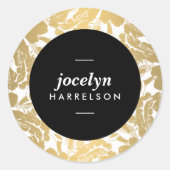 Moderne Gold Blume Personalisiert Stickers (Vorderseite)