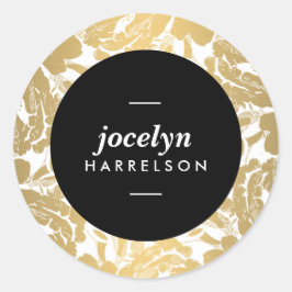 Moderne Gold Blume Personalisiert Stickers