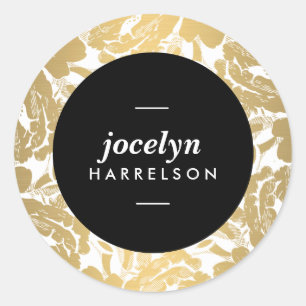 Moderne Gold Blume Personalisiert Stickers