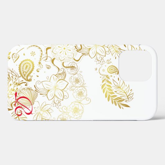 Moderne Gold Blume und Monogram Case Mate iPhone (Rückseite (Horizontal))